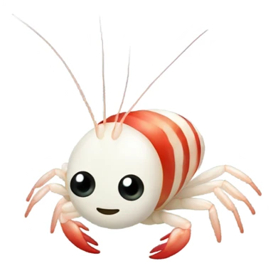 Small white shrimp with red stripes sticker