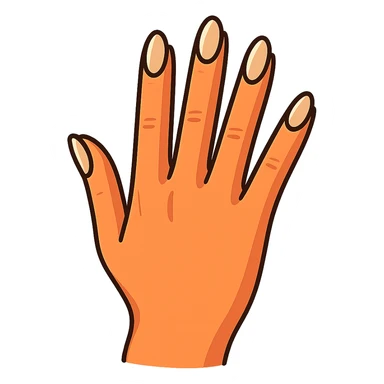 beautiful realistic female hand with five fingers and beige manicure, vibrant toon style sticker