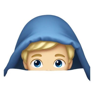 blonde hair blue eyes boy looking under his bed sticker