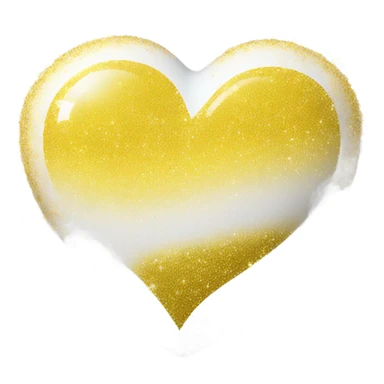White heart with yellow glitter sticker