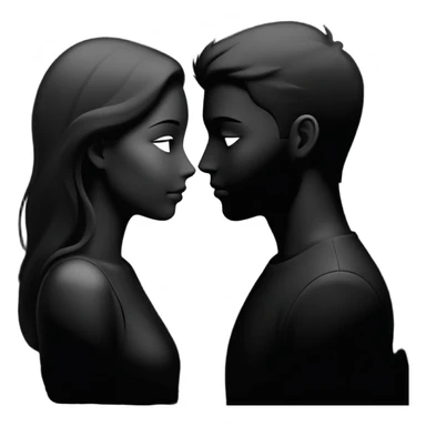 Two silhouettes merging together, one fading into the other, romantic concept sticker