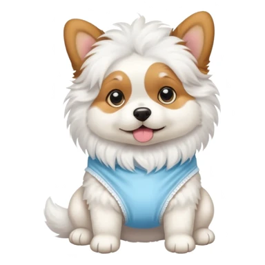 dog wearing a diaper sticker