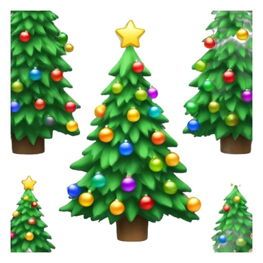 Green Christmas tree with colorful bulbs  sticker