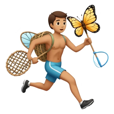 Running with a butterfly net sticker
