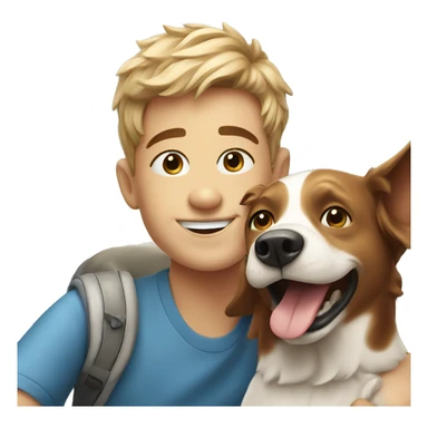 happy boys with dog selfie sticker