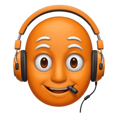 Orange happy face emoji with a couple of hair,headphones,and antennas. sticker