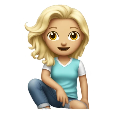 Blonde girl with a skibidi toilet shirt sticker