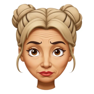 fat women with wrinkles big eyebrows big lips tan messy bun sticker