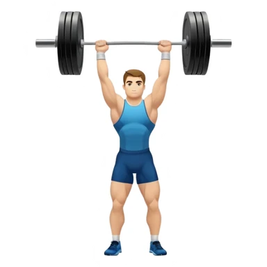 Emblem representing weightlifting with a strong athlete in a classic lifting stance, holding a barbell overhead. Dynamic, powerful pose with a focus on strength. Clean lines, bold silhouette, and transparent background, symbolizing the intensity and discipline of the sport sticker
