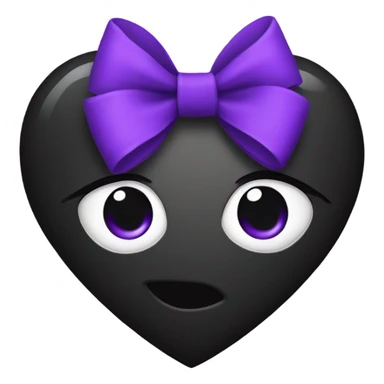 Black heart with purple bow sticker