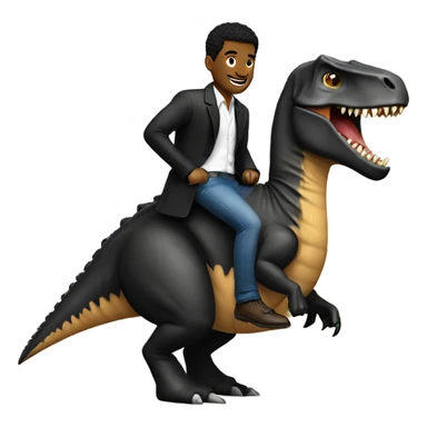 stylish man in black jacket riding a dinosaur  sticker