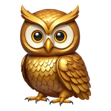 golden owl with shiny feathers. He sits up straight sticker