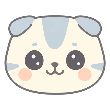 blue point Scottish Fold cat face, detailed blue point markings, kawaii style sticker