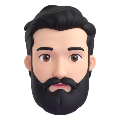 male face with black hair, stubbly beard, white skin, neutral expression sticker