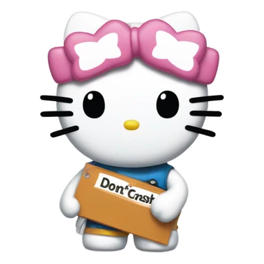 Hello kitty with a sign that says “don’t crash out” sticker