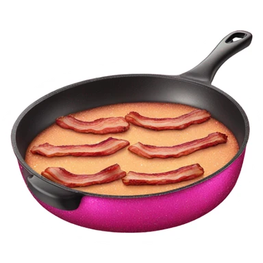  bacon cooking on a hot pink large pain with glitter  sticker