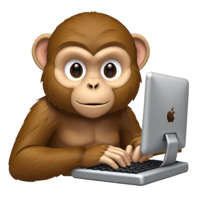 monkey typing the keyboard sticker