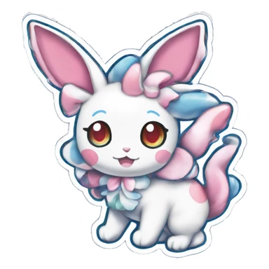 Kawaii Gorgeous Beautiful Shiny Sparkly Sylveon-Pokémon full body sticker sticker