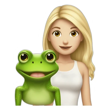 White girl with frog sticker