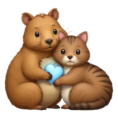 capybara and a cat cudding with each other sticker