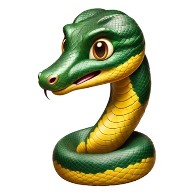 Cinematic Comical Anaconda Portrait Emoji, Head tilted dramatically with an exaggeratedly shocked expression, featuring a robust, patterned body with wide, comically expressive eyes full of humorous disbelief, Simplified yet hilariously expressive features, highly detailed, glowing with a slightly sassy jungle glow, high shine, dramatic yet playful, stylized with an air of quirky reptilian attitude, soft glowing outline, capturing the essence of a meme-worthy anaconda that looks ready to side-eye its way into viral fame! sticker