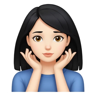 Girl with black hair with her hands around her neck sticker