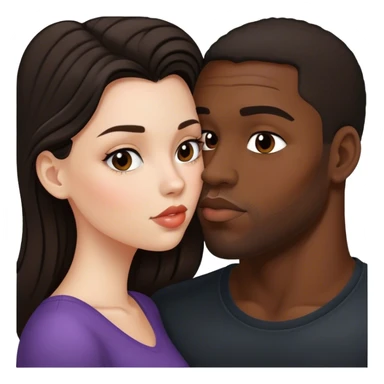 White girl dark hair kissing black man sticker
