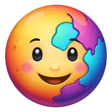 colorful planet with cute smiling face, happy expression sticker
