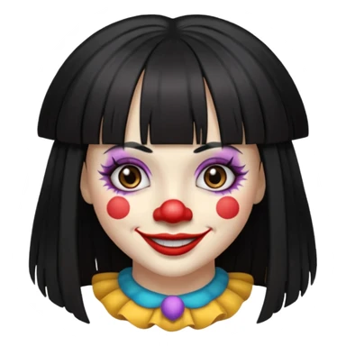 Uma palhaça om os cabelos pretos, longos, liso e com franja, olhos castanhos sticker