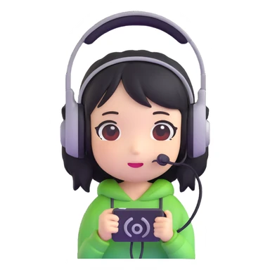 Momo Momone chibi form with a headset sticker