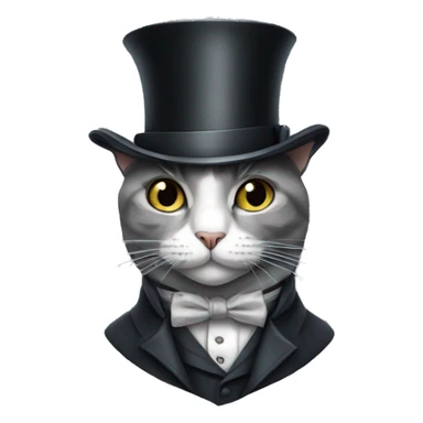 A grey cat in a top hat with a monocle "oh, you are from England"   sticker
