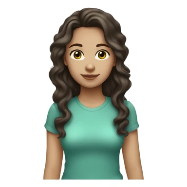 light blue green eyed girl with dark brown wavy hair with light skin tone sticker