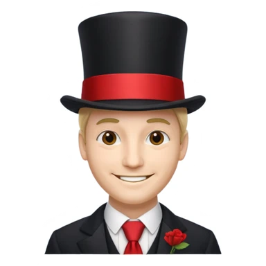 Man in top hat & long red tie, smile sticker