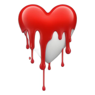 red heart with white liquid dripping from the bottom sticker