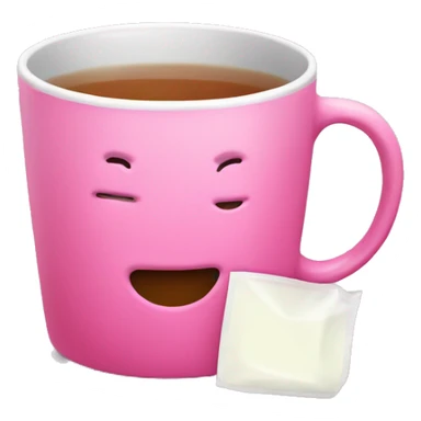 pink mug with teabag sticker