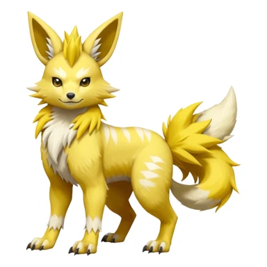 Feral Quadrupedal Digitigrade Jolteon-Furret-Renamon-Zeraora-Vernid-Sergal-fusion-hybrid-creature, full body  sticker