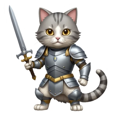 cat ares has battle armor. dynamic pose sticker