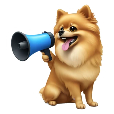 Pomeranian using a megaphone sticker