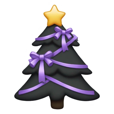 Black Christmas tree with lavender bows sticker