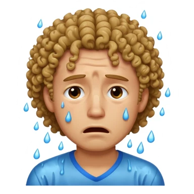 man crying with curly hair sticker