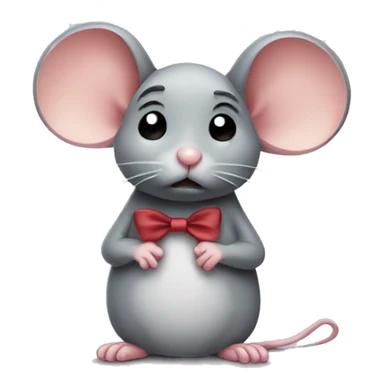 sad mouse with bow  sticker
