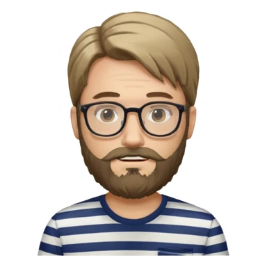 long hair glasses man with beard and striped shirt sticker