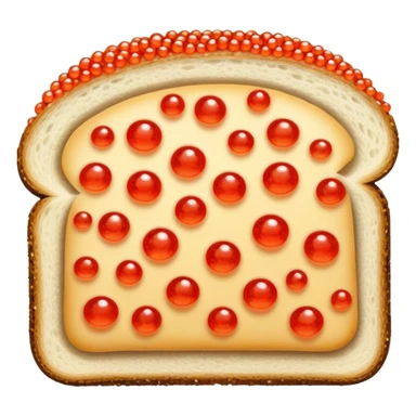 Slice of bread with red caviar sticker