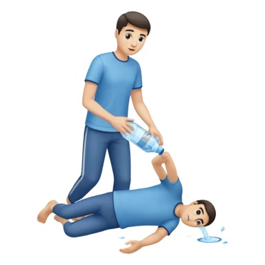 man full body emptying in the floor a bottle of water sticker
