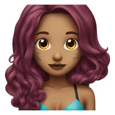 Beautiful tattooed  burgundy long haired woman swimming in a pool sticker