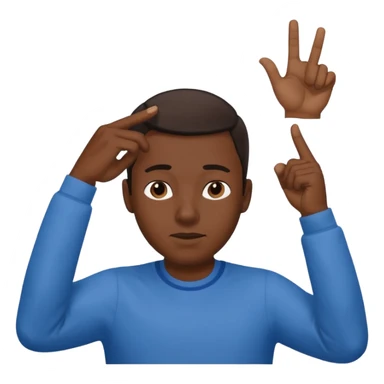 A person pointing is his head sticker