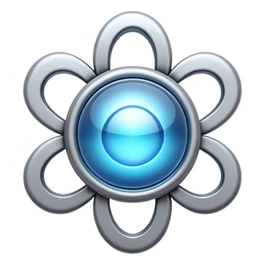 abstract amulet emoji, liquid metal form, symmetrical design, mystical futuristic 3D icon, isolated on white sticker