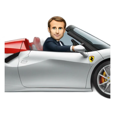 macron driving a ferrari sticker