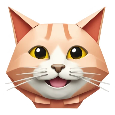 cat smiling origami saumon sticker