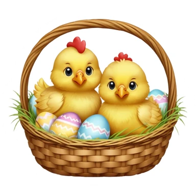 Norway Easter chickens with eggs in baskets sticker